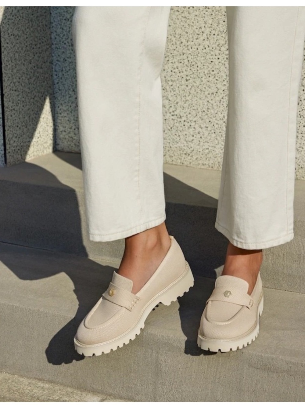 Beige Chunky Lug Sole Loafers - Women 38.5